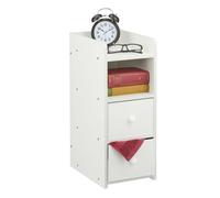 Table de Chevet Relaxdays, 1 pièce, 2 tiroirs, H x L x P : 55 x 22,5 x 34 cm, Chambre, Table de Chevet étroite, Blanche