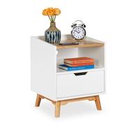 Relaxdays Table de chevet blanche avec tiroir