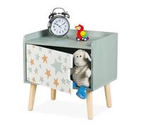 Relaxdays Table de Chevet, pour l'enfant, Case, Design stellaire, Bois de pin et MDF, HLP : 41 x 40 x 30 cm, Multicolore