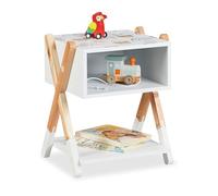 Relaxdays Table de Chevet, pour Votre Bout de Chou, Bois de pin et MDF, H x L x P : 42 x 34 x 30 cm, Multicolore