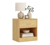 Relaxdays Table de Chevet, tiroir & Niche Ouverte, 41×39×28 cm, Naturel
