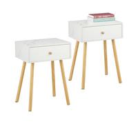 Relaxdays Table de Chevet, tiroir Pratique, H x L x P : 55 x 40 x 32 cm, pour la Chambre, Blanc et Nature
