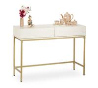 Relaxdays Table de console Doré Blanc