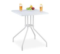 Relaxdays Table de jardin à l'aspect rotin blanc