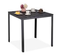 Relaxdays Table de Jardin, Aspect Bois, Plastique et Acier, carrée, H x L x P : 74 x 78 x 78 cm, Balcon, terrasse, Noire