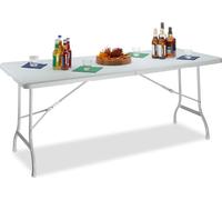 relaxdays Table de jardin BASTIAN blanche rectangulaire 178,0 x 74,0 x 72,0 cm