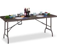relaxdays Table de jardin BASTIAN marron rectangulaire 180,0 x 74,0 x 73,0 cm