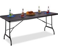 relaxdays Table de jardin BASTIAN noire rectangulaire 178,0 x 74,0 x 72,0 cm