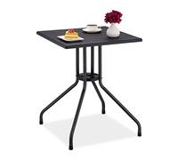 Relaxdays Table de Jardin carrée, Aspect Bois, Plastique et métal, H x L x P : 75 x 61 x 61 cm, Balcon & terrasse, Noire