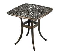 Table de Jardin Relaxdays avec Trou pour Parasol, 53x53x53 cm, Aluminium résistant aux intempéries, Style Antique, Noir.