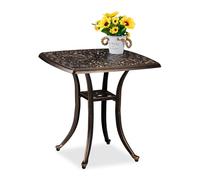 Relaxdays Table de Jardin, Design Rustique, Fonte d'aluminium, H x L x P : 53 x 53,5 x 53,5 cm, Noir et Bronze