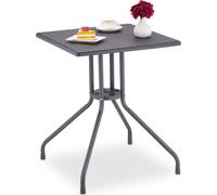 Relaxdays Table de Jardin Aspect rotin, Forme carrée, HxLxP: 75x61x61 cm, Balcon, Plastique, métal, extérieur, Gris
