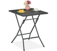 relaxdays Table de jardin en rotin gris