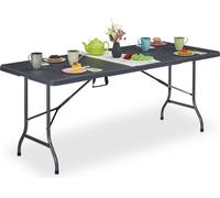 relaxdays Table de jardin en rotin gris