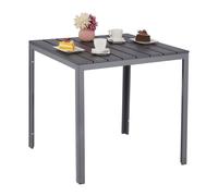 Relaxdays Table de Jardin, HxLxP: 74 x 78 x 78 cm, Aspect Bois, Plastique & Acier, Forme carrée, Gris