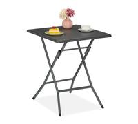 Relaxdays Table de Jardin Pliante, HLP : 73x62x62 cm, Aspect rotin, en Plastique et Acier, pour Balcon, terrasse, Grise
