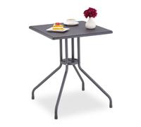 Relaxdays Table de Jardin Aspect rotin, Forme carrée, HxLxP: 75x61x61 cm, Balcon, Plastique, métal, extérieur, Gris
