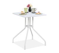 relaxdays Table de jardin en bois blanc