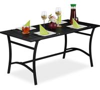 Relaxdays Table de Jardin rectangulaire, terrasse et Balcon, Robuste et Solide, métal, HLP 55,5x120x60 cm, Noir