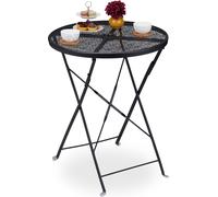 relaxdays Table de jardin noire ronde 71,5 cm