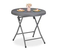 Relaxdays Table de Jardin Pliante, 74 x 80 cm, Aspect rotin, en Plastique et Acier, résistante aux intempéries, Grise