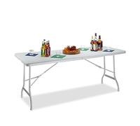 relaxdays Table de jardin BASTIAN blanche rectangulaire 178,0 x 74,0 x 72,0 cm