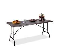 Relaxdays Table de jardin pliable BASTIAN optique rotin grande table pliante poignées camping pique-nique HxlxP: 72 x 178 x 74 cm, marron