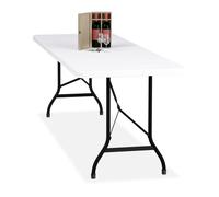 Relaxdays Table de Jardin Pliante, 75 x 220 x 68 cm, résistante aux intempéries, Plastique & Acier, 8 Personnes, Blanche