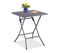 Relaxdays Table de Jardin Pliante, HxLxP : env. 73x62x62 cm, pour Balcon, terrasse, Camping, carrée, Grise