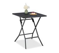 Relaxdays Table de Jardin Pliante, HxLxP : env. 73x62x62 cm, pour Balcon, terrasse, Camping, carrée, Noire