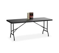 Relaxdays Table de Jardin Pliante, 72 x 180 x 74 cm, Plastique et Acier, 8 Personnes, Table de Camping, Noire