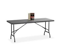 Relaxdays Table de Jardin Pliante, 72 x 180 x 74 cm, Plastique et Acier, 8 Personnes, Table de Camping, Grise