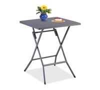 Relaxdays Table de Jardin Pliante, HxLxP : env. 73x62x62 cm, pour Balcon, terrasse, Camping, carrée, Grise