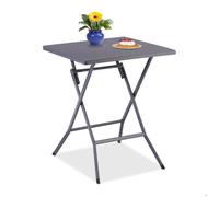 Relaxdays table de jardin pliante, HxLxP : env. 73x62x62 cm, pour balcon, terrasse, camping, carrée, grise