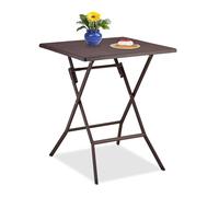 Relaxdays Table de Jardin Pliante, HxLxP : env. 73x62x62 cm, pour Balcon, terrasse, Camping, carrée, Marron