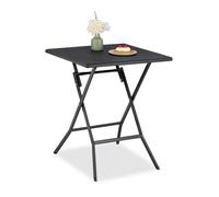 Relaxdays Table de Jardin Pliante, HxLxP : env. 73x62x62 cm, pour Balcon, terrasse, Camping, carrée, Noire