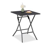 Relaxdays Table de Jardin Pliante, HxLxP : env. 73x62x62 cm, pour Balcon, terrasse, Camping, carrée, Noire, Noir