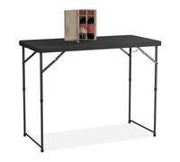 Relaxdays Table de Jardin Pliante, réglable en Hauteur, 74x120x60 cm, pour 6 Personnes, Acier et Plastique, Noire