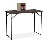 Relaxdays Table de Jardin Pliante, réglable en Hauteur, 74x120x60 cm, pour 6 Personnes, Acier et Plastique, Marron