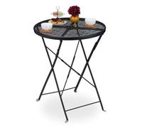 Relaxdays Table De Jardin Pliante Table De Bistrot Ronde Pliable Trou Pour Parasol Balcon Noir