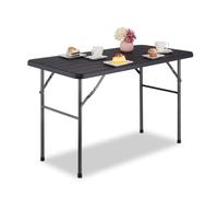Relaxdays Table de Jardin, Aspect Bois, rectangulaire, Plastique et métal, Pliable, H x L x P : 74 x 118 x 60 cm, Noire