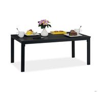 Relaxdays Table de jardin rectangulaire, aspect bois, jardin, balcon, terrasse, H x L x P: 39 x 98 x 48 cm, noir