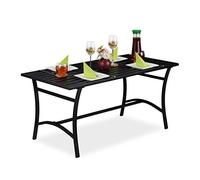 Relaxdays Table de Jardin rectangulaire, terrasse et Balcon, Noir | robuste et solide, métal, HLP 55,5x120x60 cm