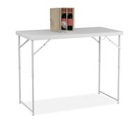 Relaxdays Table de Jardin Pliante, réglable en Hauteur, 74x120x60 cm, pour 6 Personnes, Acier et Plastique, Blanche