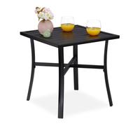 Relaxdays Table de Jardin carrée, Balcon et terrasse, 4 Personnes, Acier, Pratique, L x P : 46 x 46 cm, Noir