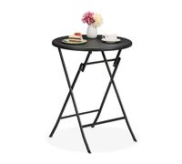 Relaxdays Table de jardin ronde aspect rotin