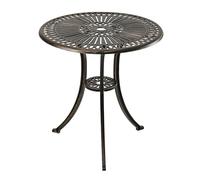 Relaxdays Table de Jardin Ronde avec Trou pour Parasol - H x P : 65 x 60 cm - Fonte d'aluminium - Résistante aux intempéries - Antique - Noire et Bronze