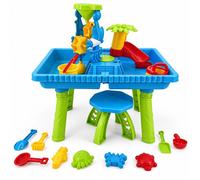 Relaxdays Table de jeu d'eau 2 bacs accessoires 76 x 57 x 37 cm station eau et sable plastique multicolore