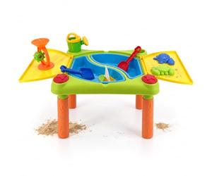 Relaxdays Table de Jeux d'eau, Multicolore | 2 bacs, nombreux accessoires, 46 x 100 x 48 cm, eau et sable, plastique