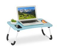 Relaxdays Table de lit ordinateur portable en bleu